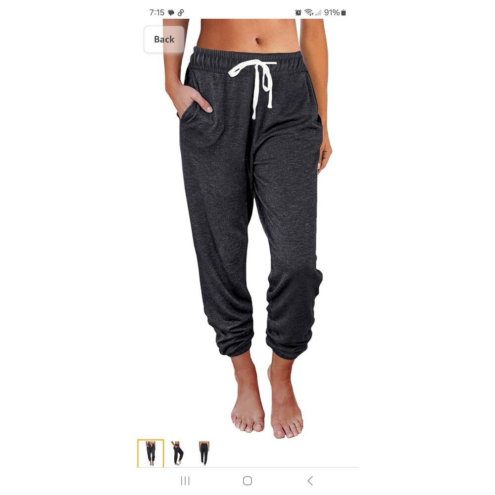 New Small Automet Grey Elastic Drawstring Waist Loungewear Pajama Pants Joggers